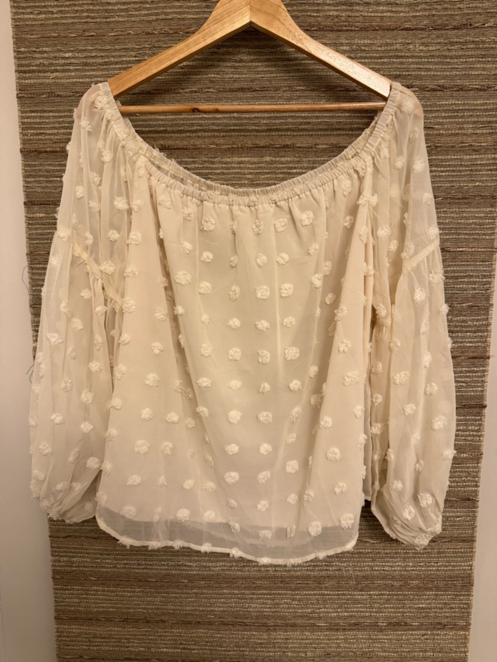 SHEIN Cream Textured Off-Shoulder Blouse